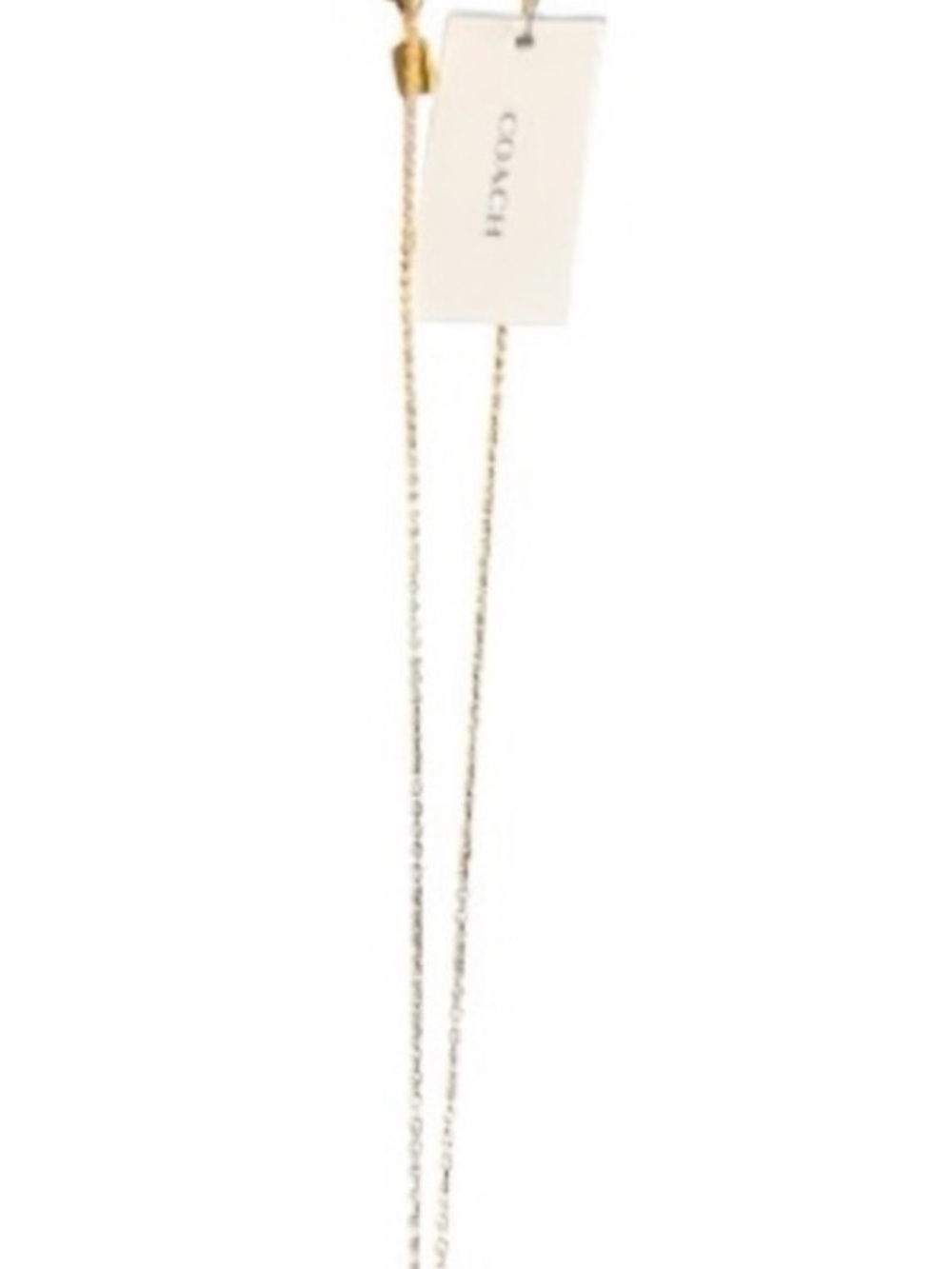 COACH Gold Tone Adjustable Chain Necklace Heart Engraved Monogram Pendant NWT - Picture 4 of 6